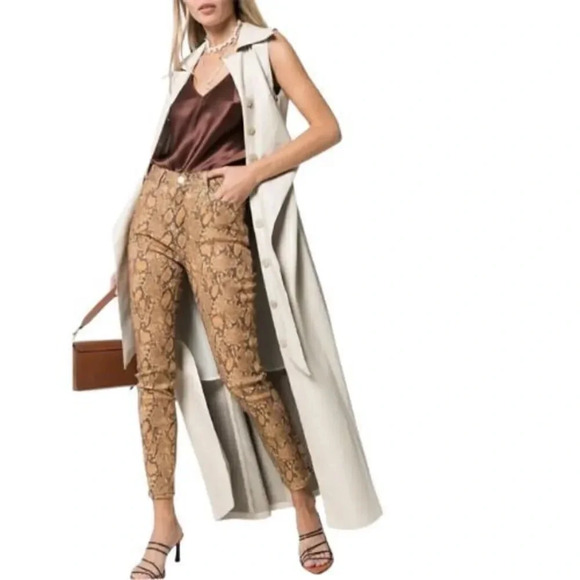 Frame Le High Skinny Crop Jeans Women's Size 25 Coated Python High-Rise - Picture 1 of 12